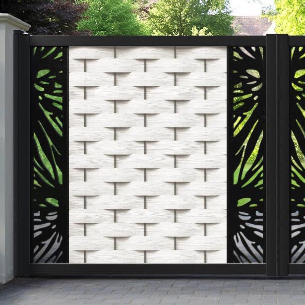 Ripple Poppy Straight Top Driveway Gate - Light Stone - Middle & End Screen