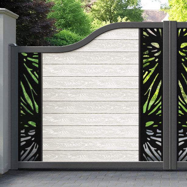 Classic Poppy Curved Top Driveway Gate - Light Stone - Middle & End Screen