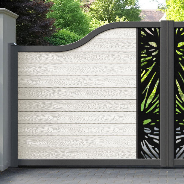 Classic Poppy Curved Top Driveway Gate - Light Stone - Middle Screen