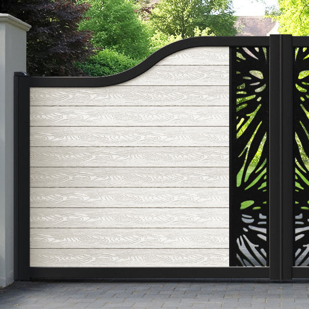 Classic Poppy Curved Top Driveway Gate - Light Stone - Middle Screen