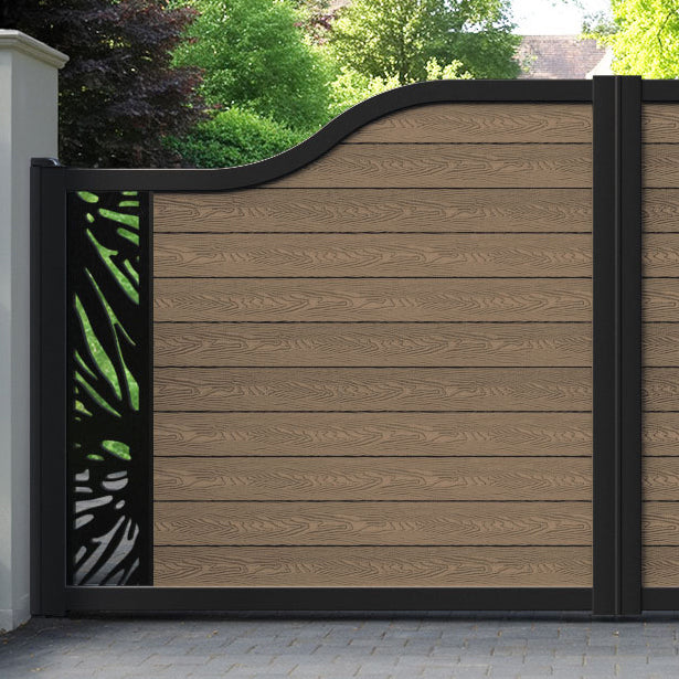 Classic Poppy Curved Top Driveway Gate - Teak - End Screen