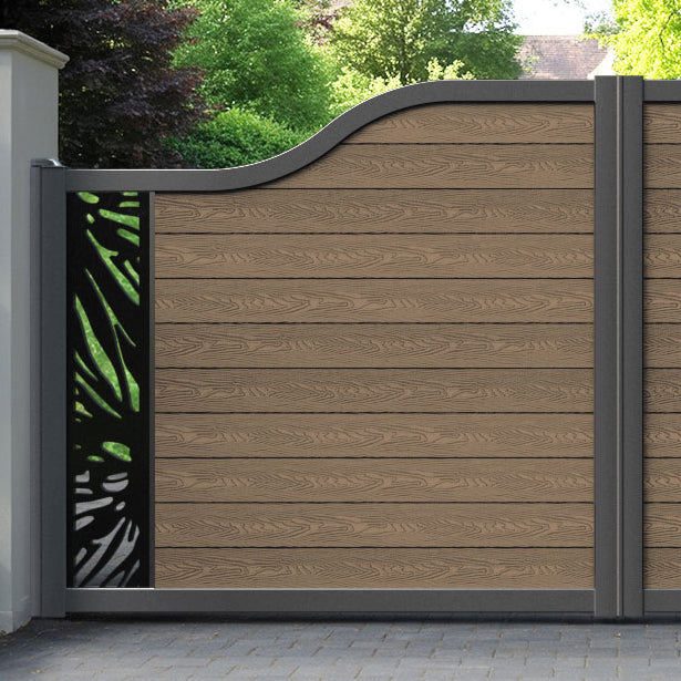 Classic Poppy Curved Top Driveway Gate - Teak - End Screen