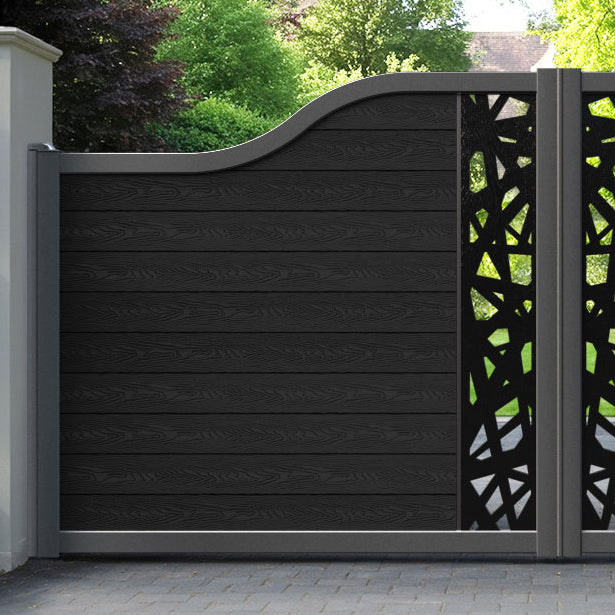 Classic Prism Curved Top Driveway Gate - Black - Middle Screen