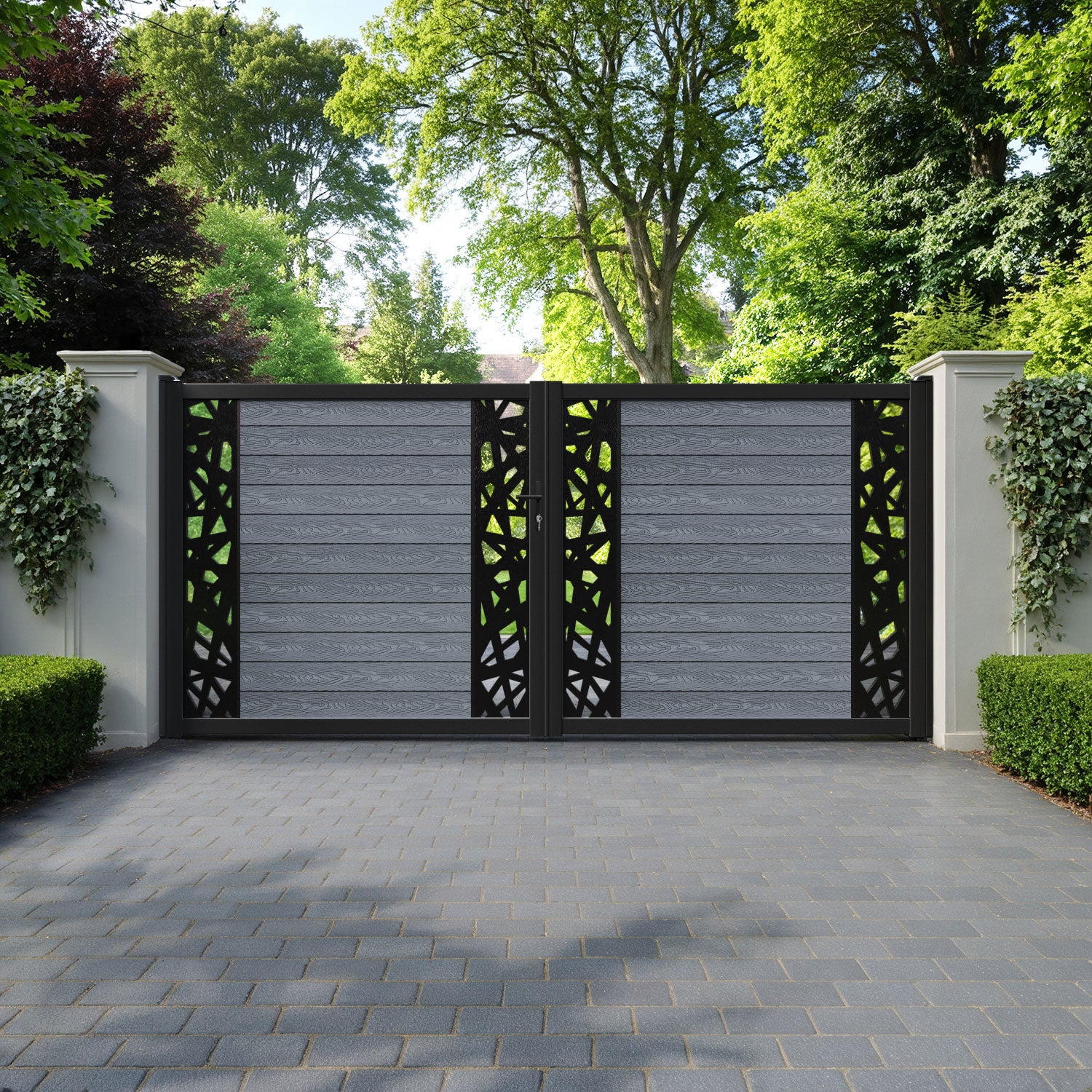 Classic Prism Straight Top Driveway Gate - Anthracite - Middle & End Screen
