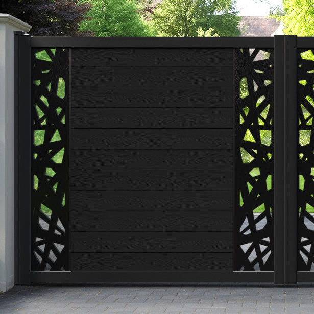 Classic Prism Straight Top Driveway Gate - Black - Middle & End Screen
