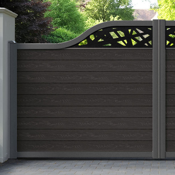 Classic Prism Curved Top Driveway Gate - Dark Oak - Top Screen