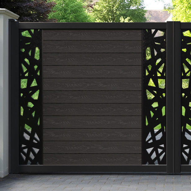 Classic Prism Straight Top Driveway Gate - Dark Oak - Middle & End Screen