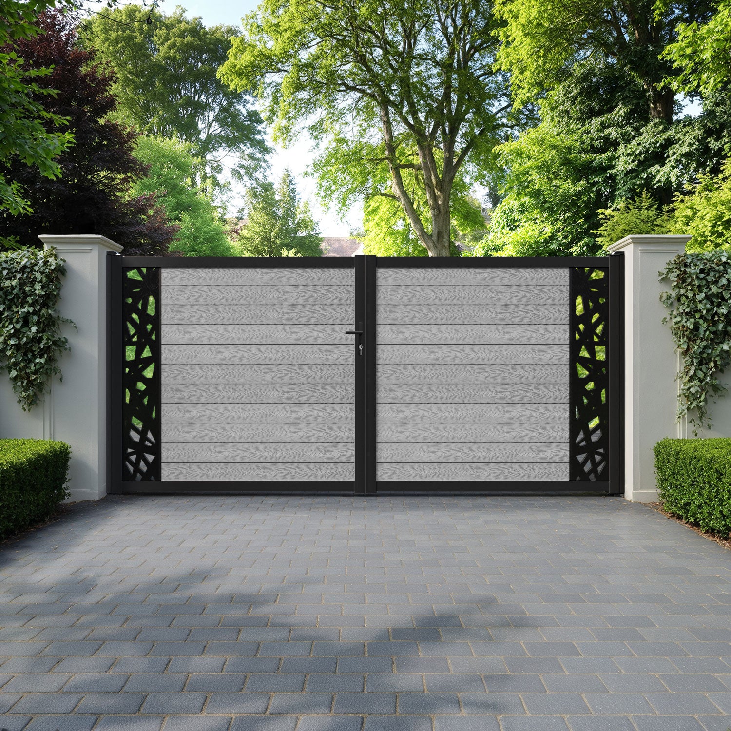 Classic Prism Straight Top Driveway Gate - Light Grey - End Screen