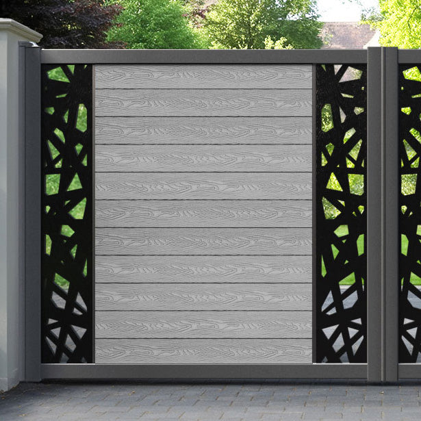 Classic Prism Straight Top Driveway Gate - Light Grey - Middle & End Screen