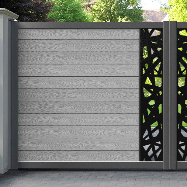 Classic Prism Straight Top Driveway Gate - Light Grey - Middle Screen
