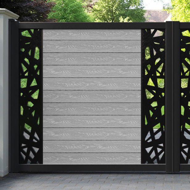 Classic Prism Straight Top Driveway Gate - Light Grey - Middle & End Screen