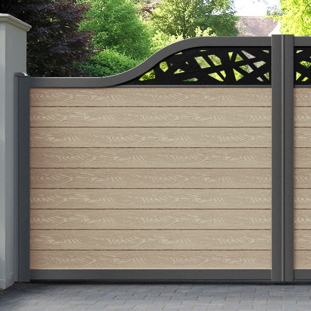 Classic Prism Curved Top Driveway Gate - Light Oak - Top Screen
