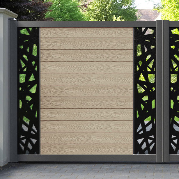 Classic Prism Straight Top Driveway Gate - Light Oak - Middle & End Screen