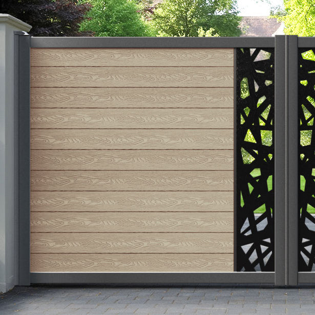Classic Prism Straight Top Driveway Gate - Light Oak - Middle Screen
