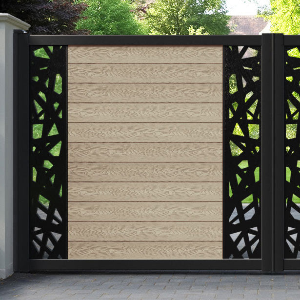 Classic Prism Straight Top Driveway Gate - Light Oak - Middle & End Screen
