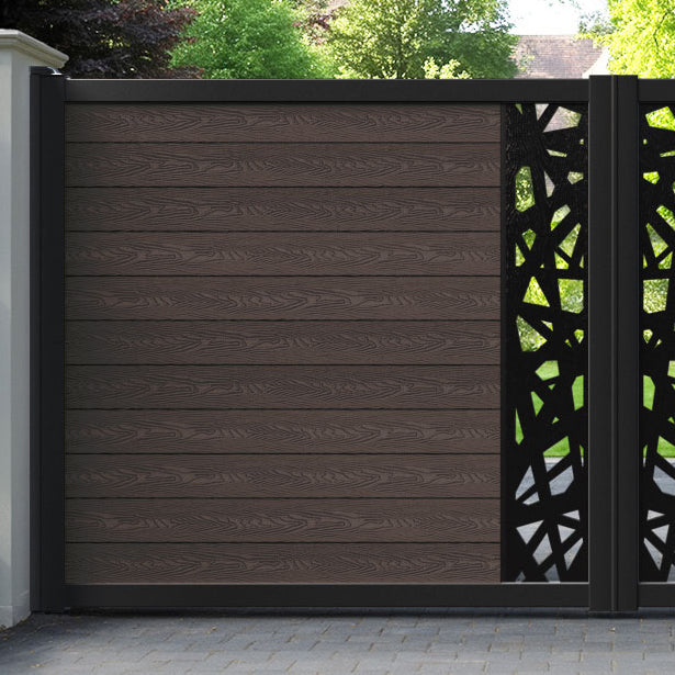 Classic Prism Straight Top Driveway Gate - Mid Brown - Middle Screen