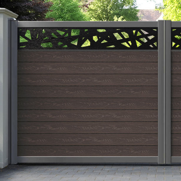 Classic Prism Straight Top Driveway Gate - Mid Brown - Top Screen