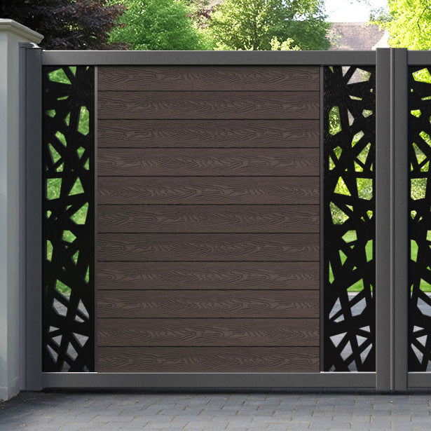 Classic Prism Straight Top Driveway Gate - Mid Brown - Middle & End Screen