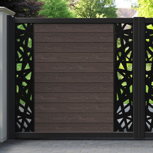 Classic Prism Straight Top Driveway Gate - Mid Brown - Middle & End Screen