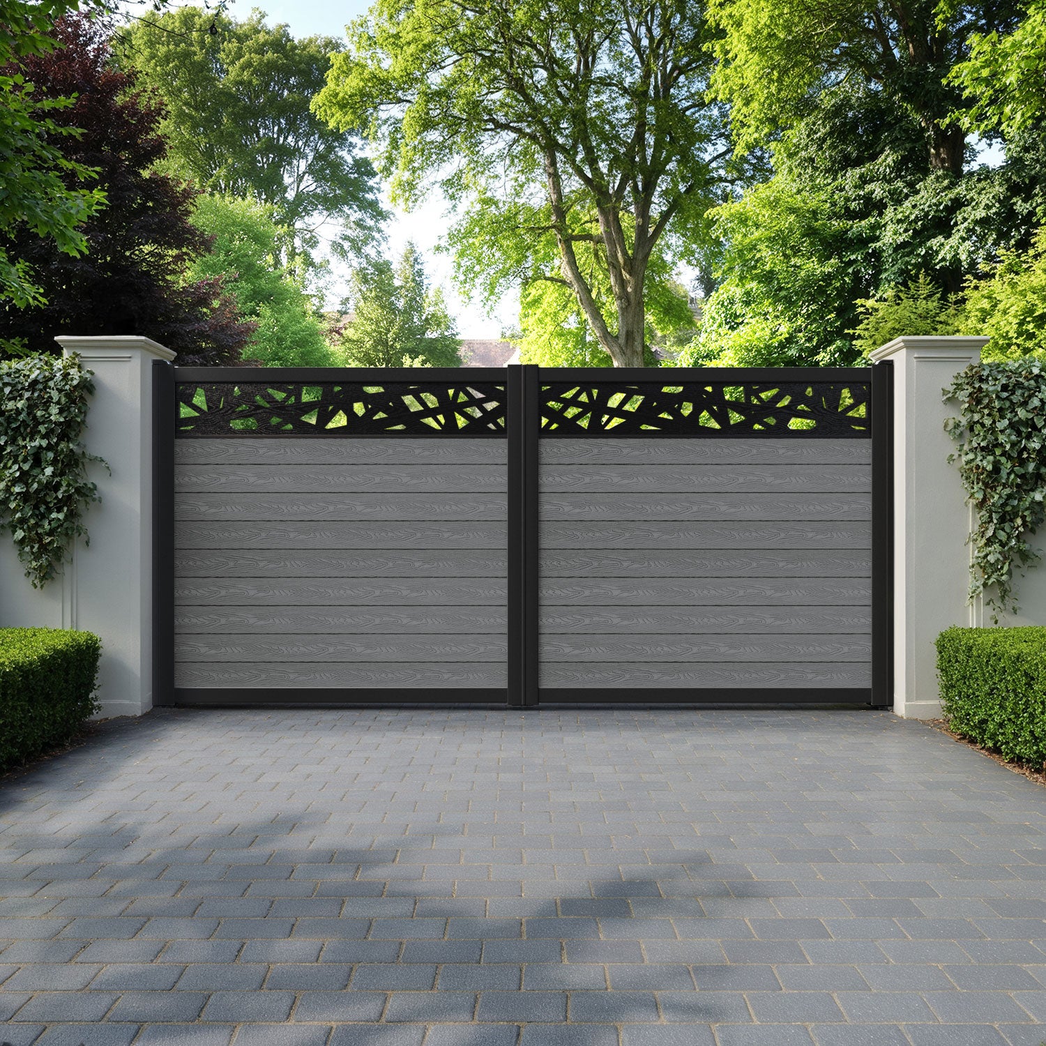 Classic Prism Straight Top Driveway Gate - Mid Grey - Top Screen