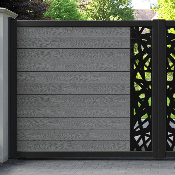 Classic Prism Straight Top Driveway Gate - Mid Grey - Middle Screen