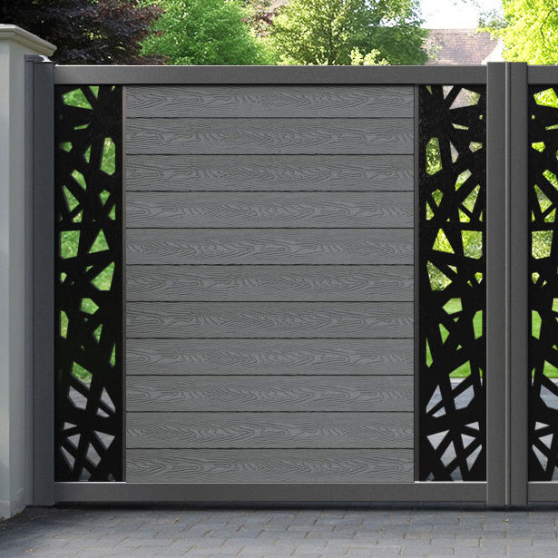 Classic Prism Straight Top Driveway Gate - Mid Grey - Middle & End Screen