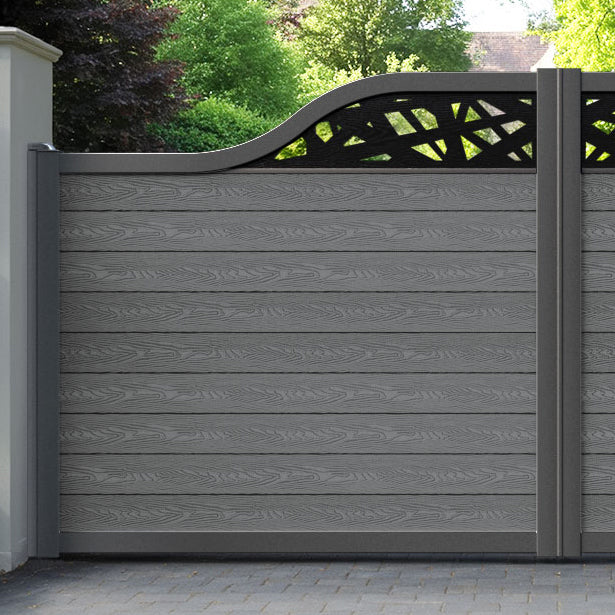 Classic Prism Curved Top Driveway Gate - Mid Grey - Top Screen