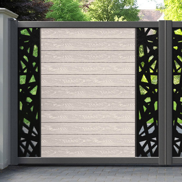 Classic Prism Straight Top Driveway Gate - Mid Stone - Middle & End Screen