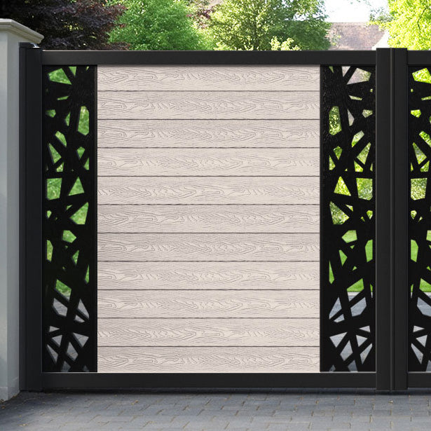 Classic Prism Straight Top Driveway Gate - Mid Stone - Middle & End Screen