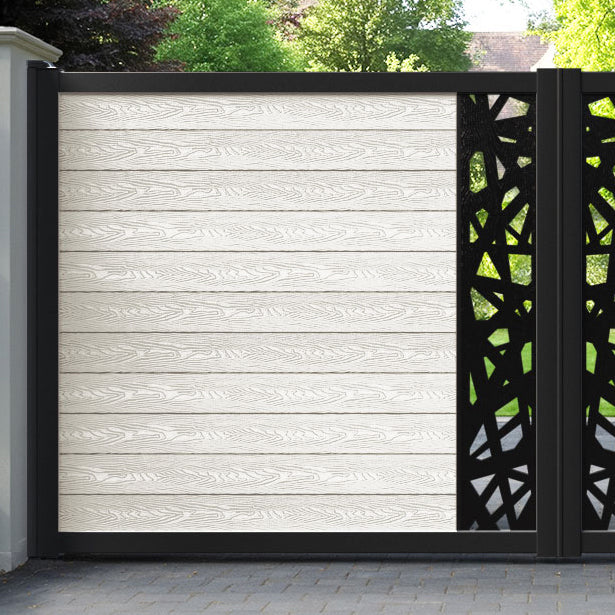 Classic Prism Straight Top Driveway Gate - Light Stone - Middle Screen