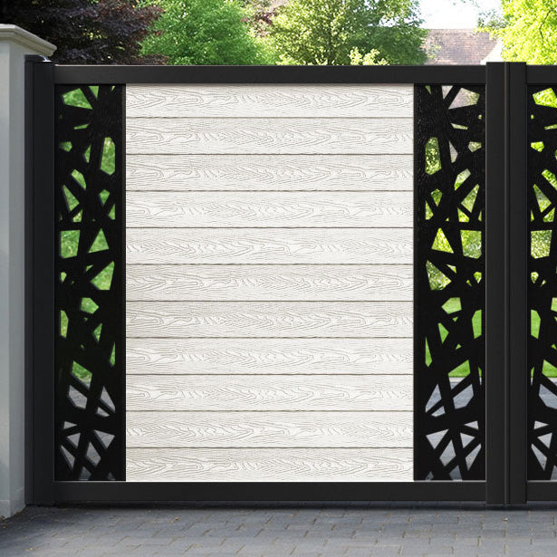 Classic Prism Straight Top Driveway Gate - Light Stone - Middle & End Screen