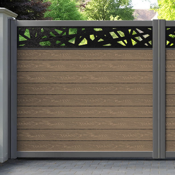 Classic Prism Straight Top Driveway Gate - Teak - Top Screen