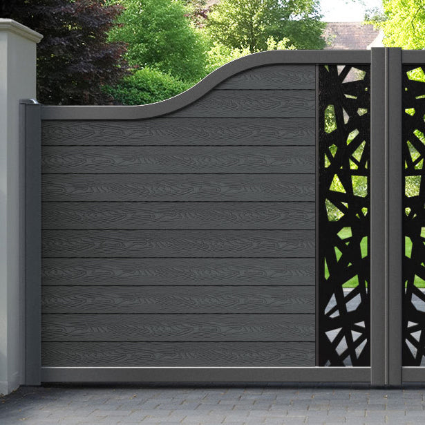 Classic Prism Curved Top Driveway Gate - Dark Grey - Middle Screen
