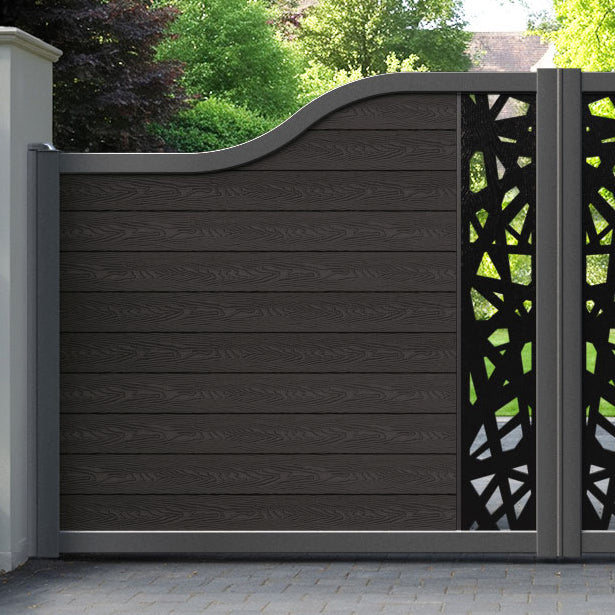 Classic Prism Curved Top Driveway Gate - Dark Oak - Middle Screen