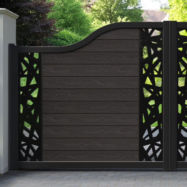 Classic Prism Curved Top Driveway Gate - Dark Oak - Middle & End Screen