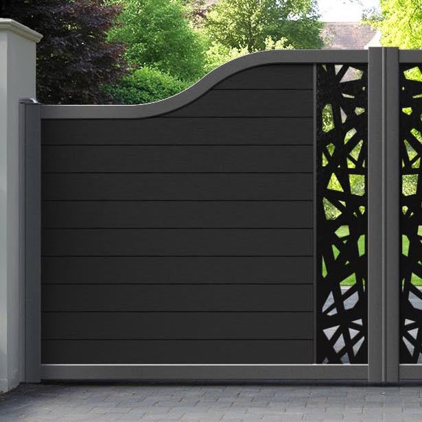 Fusion Prism Curved Top Driveway Gate - Black - Middle Screen