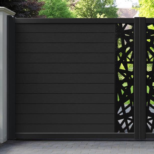Fusion Prism Straight Top Driveway Gate - Black - Middle Screen