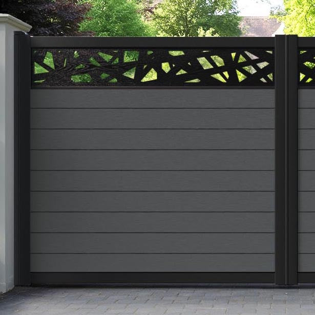 Fusion Prism Straight Top Driveway Gate - Dark Grey - Top Screen