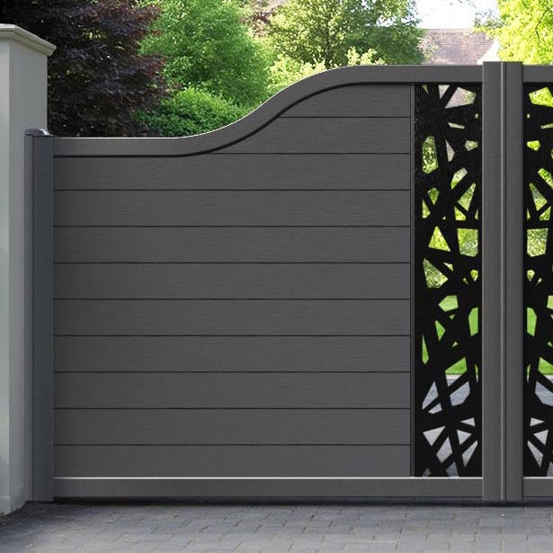 Fusion Prism Curved Top Driveway Gate - Dark Grey - Middle Screen