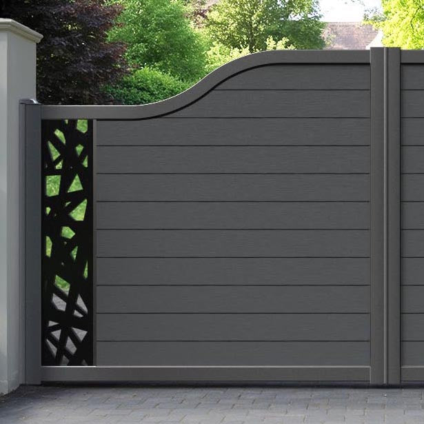 Fusion Prism Curved Top Driveway Gate - Dark Grey - End Screen