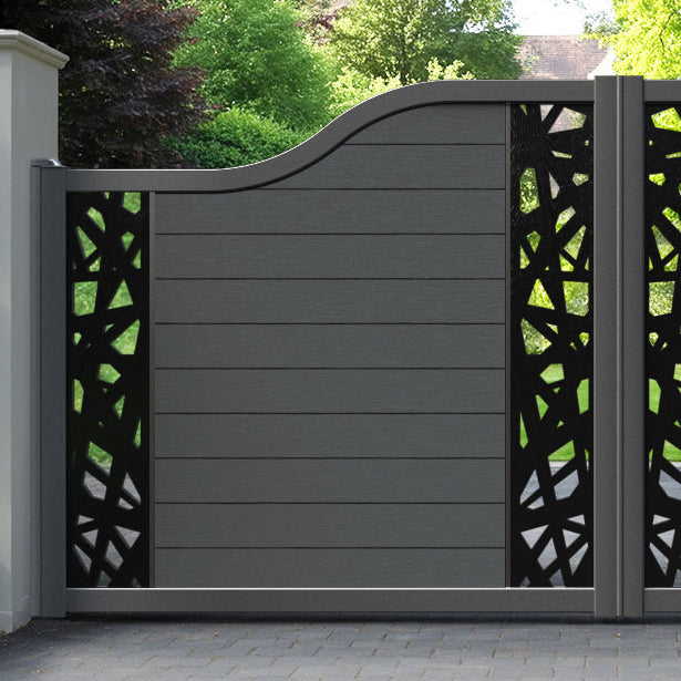 Fusion Prism Curved Top Driveway Gate - Dark Grey - Middle & End Screen