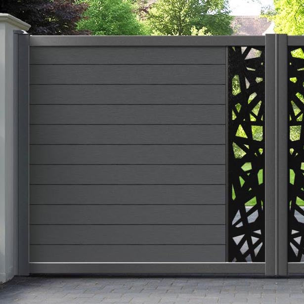 Fusion Prism Straight Top Driveway Gate - Dark Grey - Middle Screen