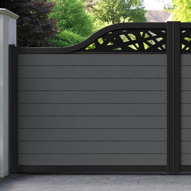 Fusion Prism Curved Top Driveway Gate - Dark Grey - Top Screen