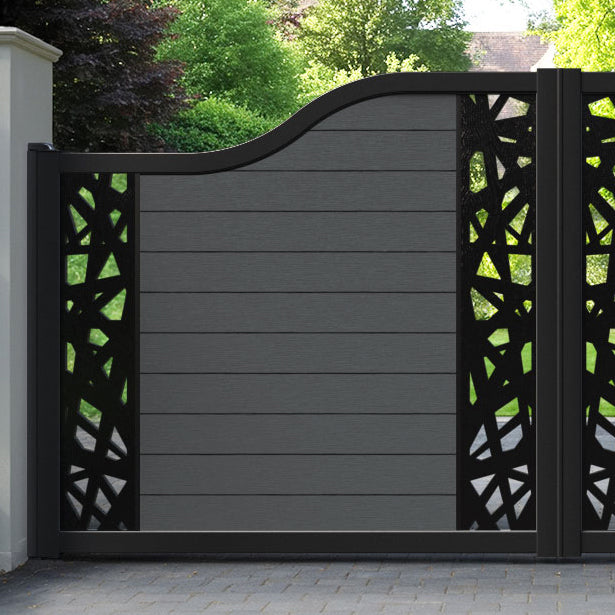 Fusion Prism Curved Top Driveway Gate - Dark Grey - Middle & End Screen