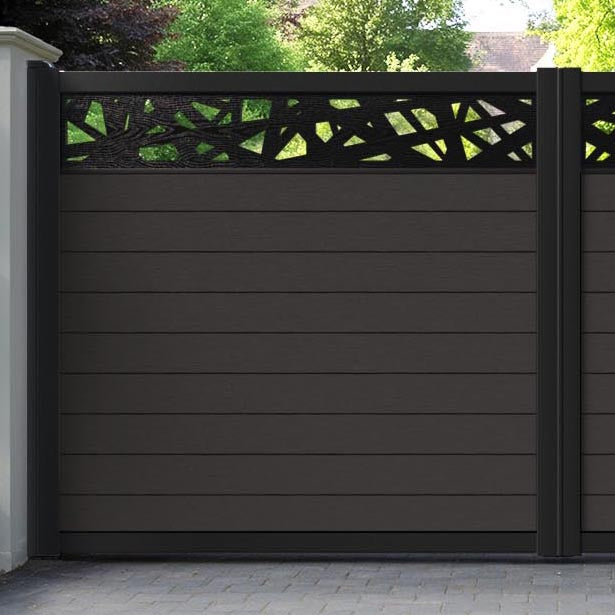 Fusion Prism Straight Top Driveway Gate - Dark Oak - Top Screen