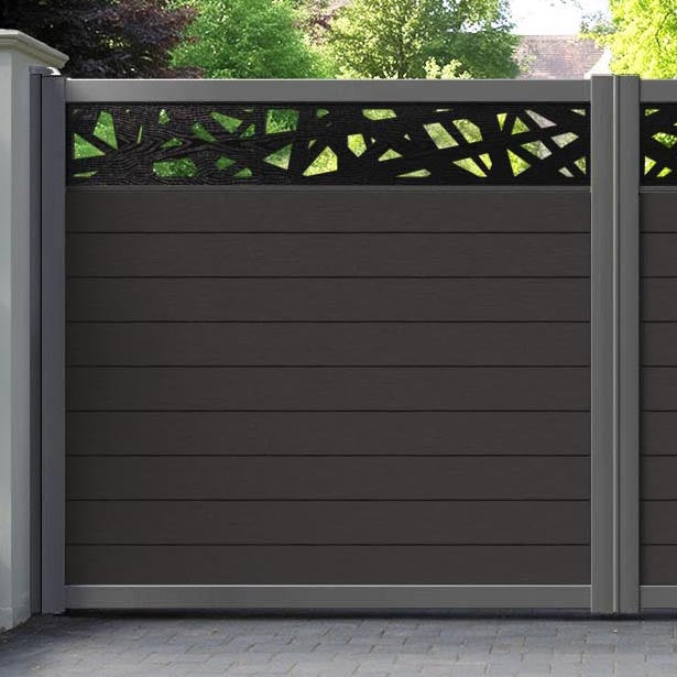 Fusion Prism Straight Top Driveway Gate - Dark Oak - Top Screen