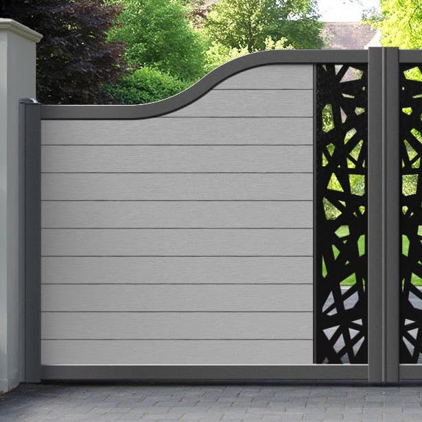 Fusion Prism Curved Top Driveway Gate - Light Grey - Middle Screen
