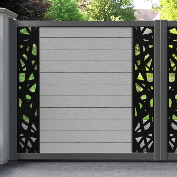 Fusion Prism Straight Top Driveway Gate - Light Grey - Middle & End Screen