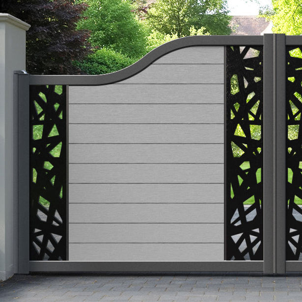 Fusion Prism Curved Top Driveway Gate - Light Grey - Middle & End Screen
