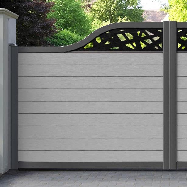 Fusion Prism Curved Top Driveway Gate - Light Grey - Top Screen